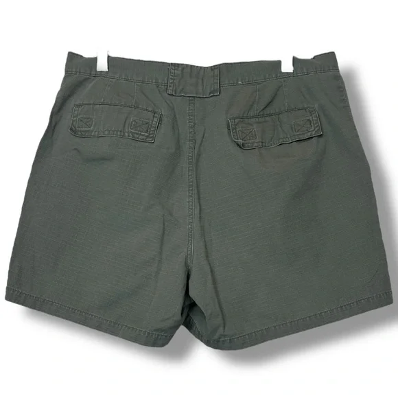 Gap Olive Green Vintage Cotton High Rise HR Ripstop Cargo Khaki Shorts size 12 - Picture 2 of 3